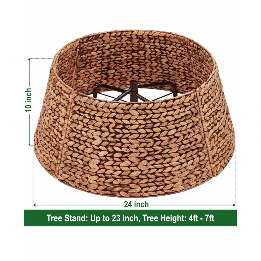 CENBOSS Rattan Christmas‎ Tree Collar, Wicker Tree Skirt & Stand Base Cover...
